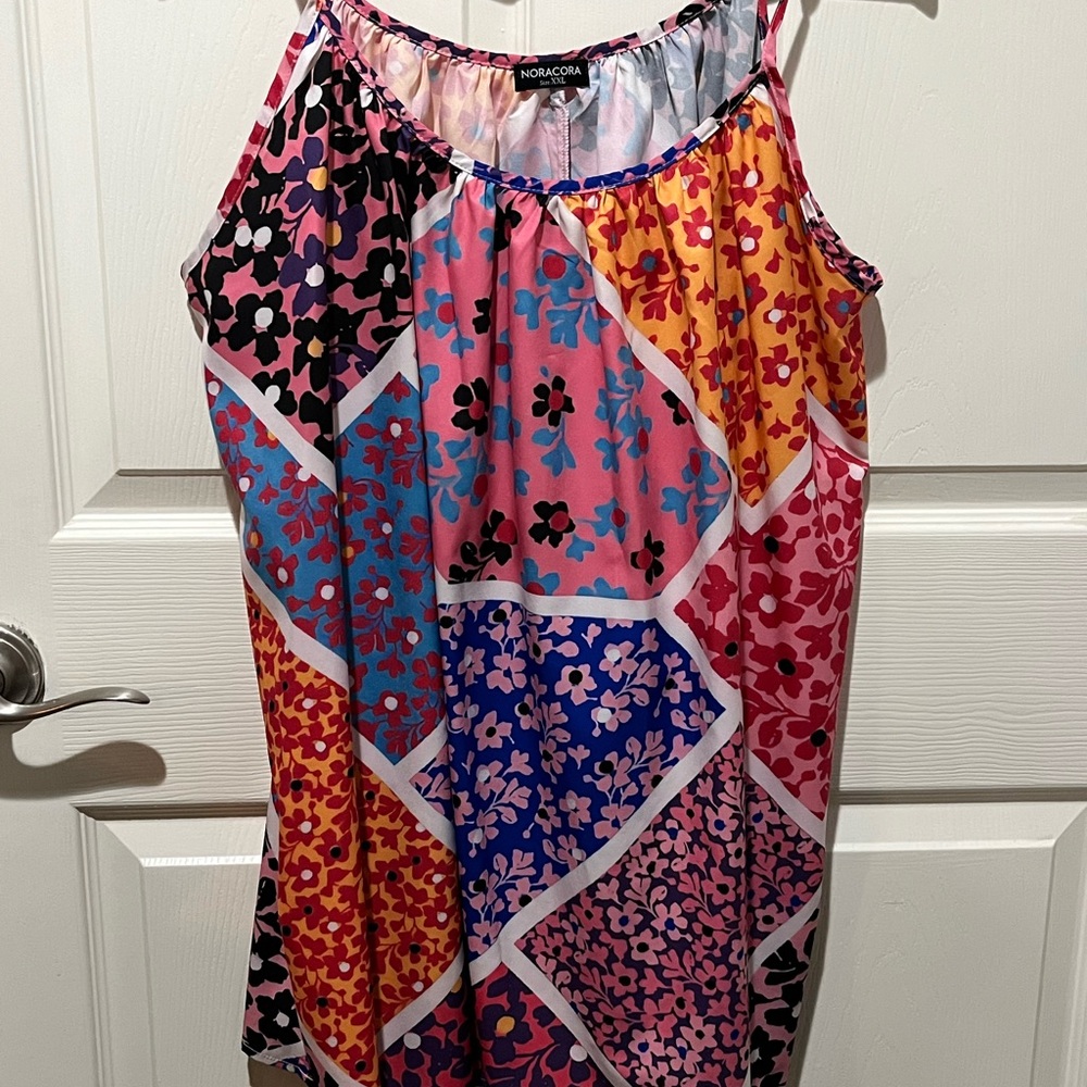 Colorful Floral Patchwork Top